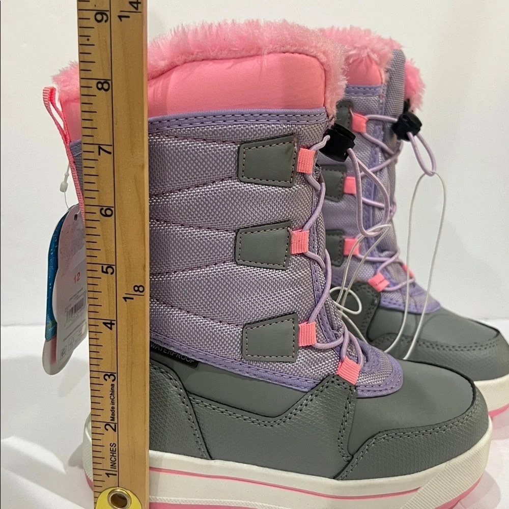 Wonder nation winter waterproof boots size 12 pink/purple/grey color